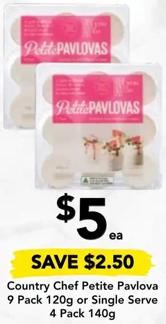 Drakes Country Chef Petite Pavlova 9 Pack 120g or Single Serve 4 Pack 140g offer