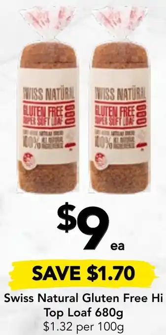 Swiss Natural Gluten Free Hi Top Loaf 680g
