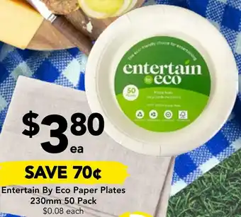 Drakes Entertain By Eco Paper Plates 230mm 50 Pack offer