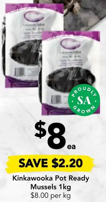 Drakes Kinkawooka Pot Ready Mussels 1kg offer