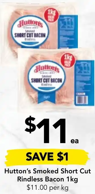 Drakes Hutton's Smoked Short Cut Rindless Bacon 1kg offer