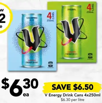 Drakes V Energy Drink Cans 4x250ml offer