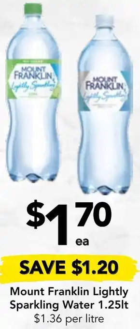 Drakes Mount Franklin Lightly Sparkling Water 1.25lt offer