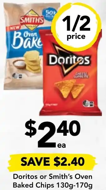 Drakes Doritos or Smith's Oven Baked Chips 130g-170g offer