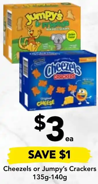 Drakes Cheezels or Jumpy's Crackers 135g-140g offer