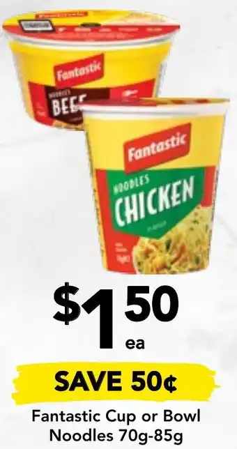 Drakes Fantastic Cup or Bowl Noodles 70g-85g offer