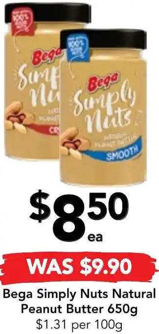 Drakes Bega Simply Nuts Natural Peanut Butter 650g offer
