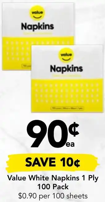 Drakes Value White Napkins 1 Ply offer