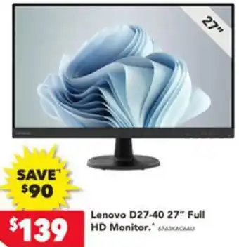 Harvey Norman Lenovo D27-40 27" Full HD Monitor. offer