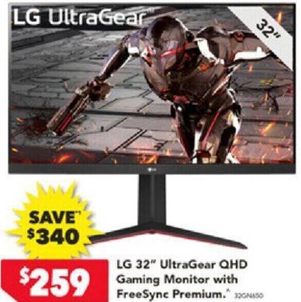 LG 32" UltraGear QHD Gaming Monitor with FreeSync Premium offer at