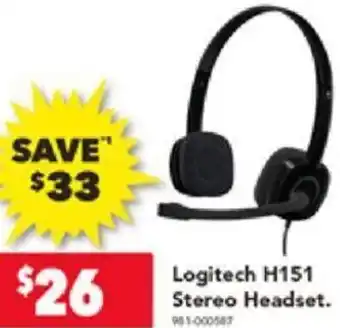 Harvey Norman Logitech H151 Stereo Headset offer