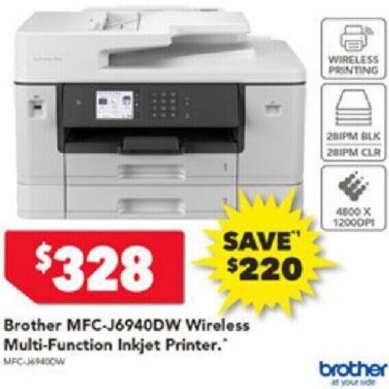 Brother MFCJ6940DW Wireless MultiFunction Inkjet Printer offer at