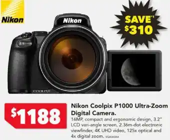 Harvey Norman Nikon Coolpix P1000 Ultra-Zoom Digital Camera offer
