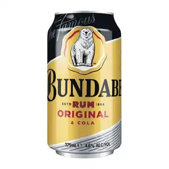 Woolworths Bundaberg rum & cola cans 6x375ml offer
