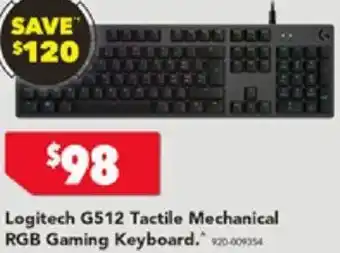 Harvey Norman Logitech G512 Tactile Mechanical RGB Gaming Keyboard offer