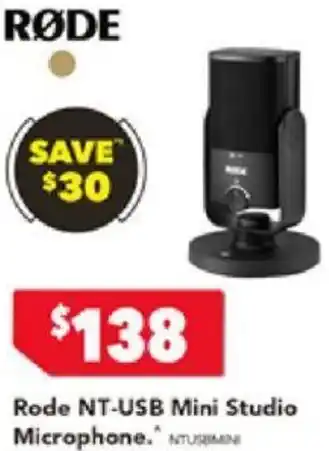Harvey Norman Rode NT-USB Mini Studio Microphone offer