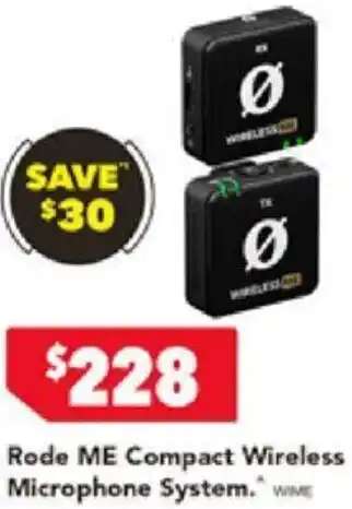 Harvey Norman Rode ME Compact Wireless Microphone System offer