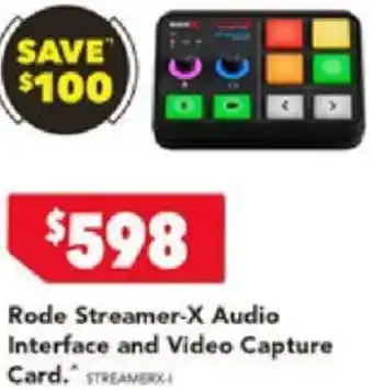 Harvey Norman Rode Streamer-X Audio Interface and Video Capture Card offer