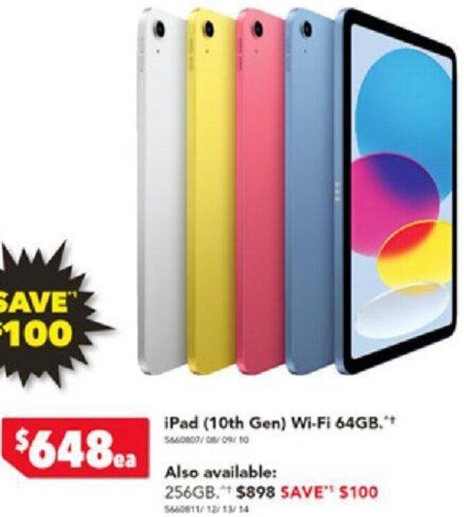 iPad (10th Gen) WiFi 64GB offer at Harvey Norman