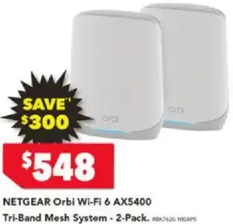 NETGEAR Orbi Wi-Fi 6 AX5400 Tri-Band Mesh System - 2-Pack
