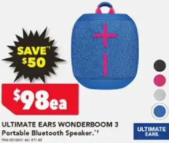 Harvey Norman ULTIMATE EARS WONDERBOOM 3 Portable Bluetooth Speaker offer