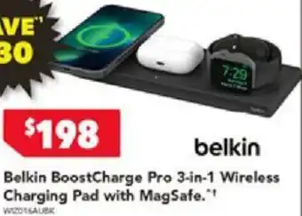 Harvey Norman Belkin BoostCharge Pro 3-in-1 Wireless Charging Pad with MagSafe offer