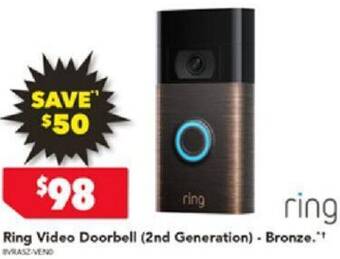 Harvey Norman Ring Video Doorbell (2nd Generation) - Bronze offer