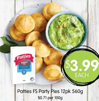Spudshed Patties FS Party Pies 12pk 560g offer