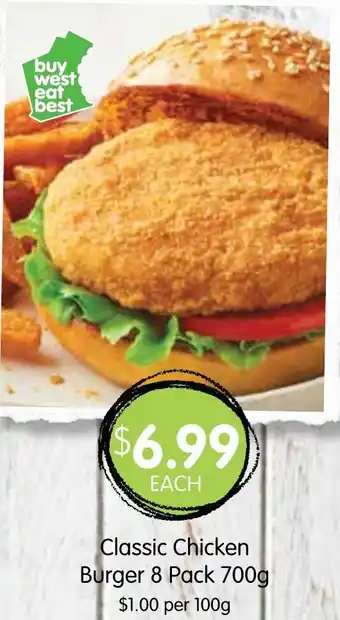Spudshed Classic Chicken Burger 8 Pack 700g offer