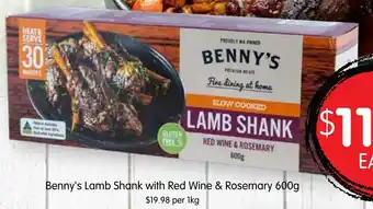 Spudshed Benny's Lamb Shank with Red Wine & Rosemary 600g offer