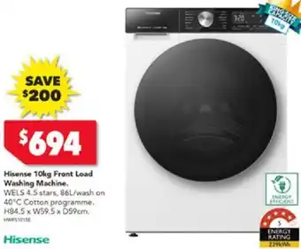Harvey Norman Hisense 10kg Front Load Washing Machine offer