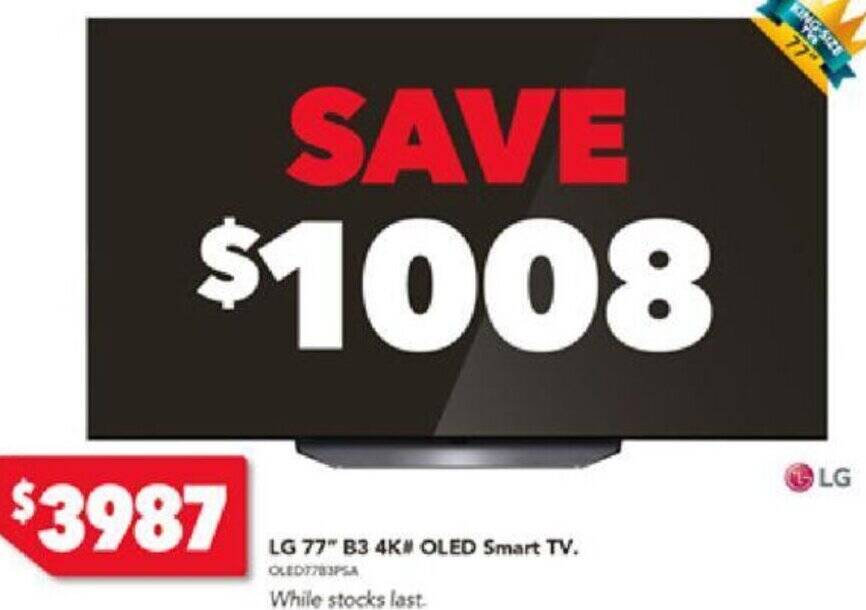 LG 77" B3 4K OLED Smart TV offer at Harvey Norman