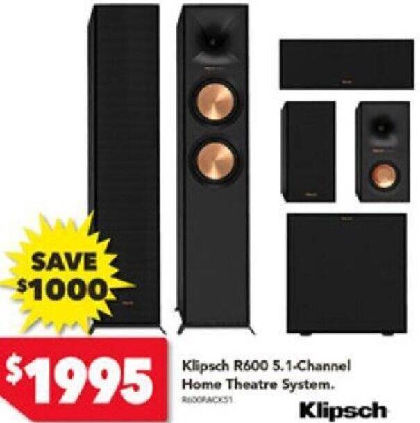 Klipsch R600 5.1Channel Home Theatre System offer at Harvey Norman