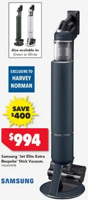 Harvey Norman Samsung 'Jet Elite Extra Bespoke' Stick Vacuum offer
