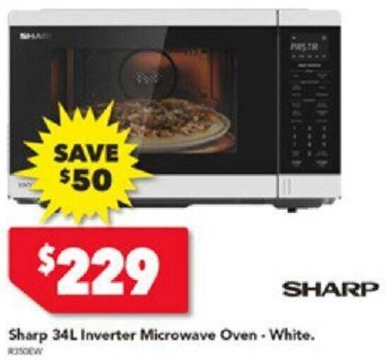 Sharp 34L Inverter Microwave Oven White offer at Harvey Norman