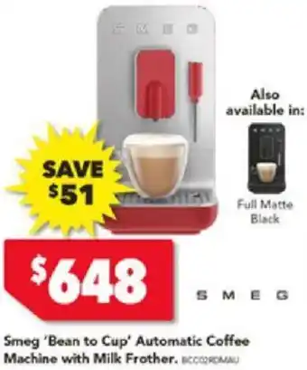 Harvey Norman Smeg 'Bean to Cup' Automatic Coffee Machine with Milk Frother offer