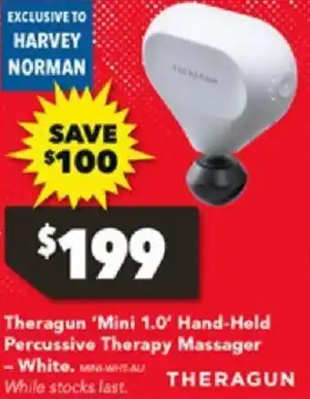 Harvey Norman Theragun 'Mini 1.0' Hand-Held Percussive Therapy Massager offer