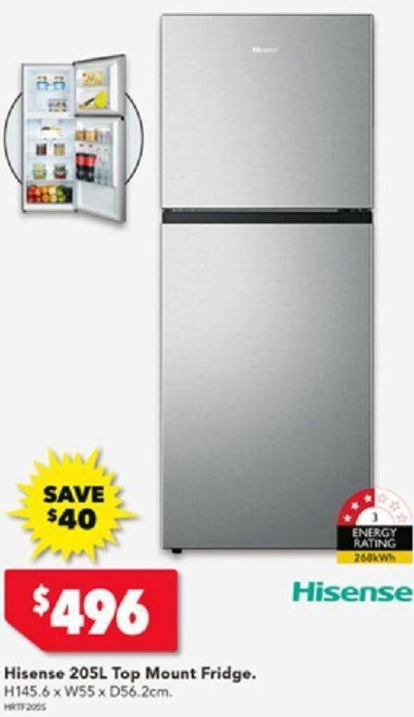 Hisense 205L Top Mount Fridge offer at Harvey Norman