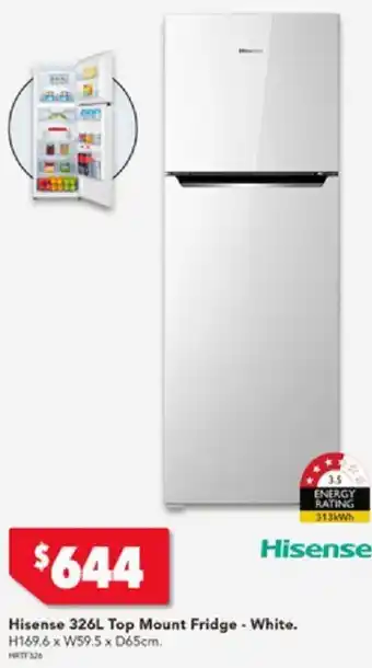Harvey Norman Hisense 326L Top Mount Fridge - White offer