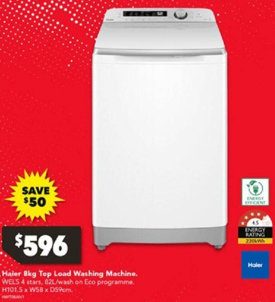 Haier 8kg Top Load Washing Machine offer at Harvey Norman