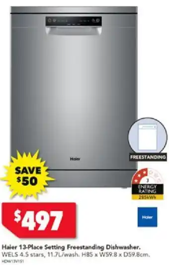 Harvey Norman Haier 13-Place Setting Freestanding Dishwasher offer