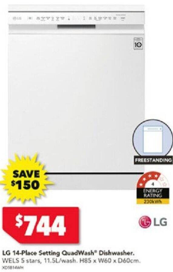 LG 14Place Setting QuadWash Dishwasher offer at Harvey Norman