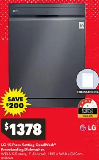 Harvey Norman LG 15-Place Setting QuadWash Freestanding Dishwasher offer