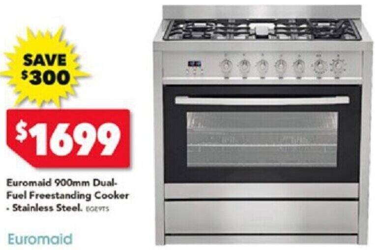 Euromaid 900mm DualFuel Freestanding Cooker Stainless Steel offer at