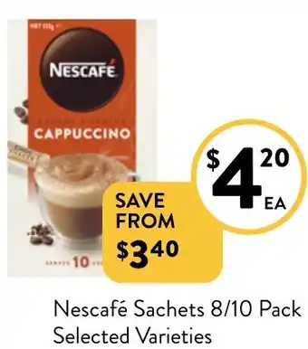 Foodworks Nescafé Sachets 8/10 Pack offer