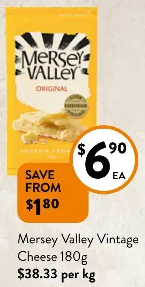 Foodworks Mersey Valley Vintage Cheese 180g offer