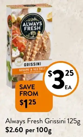 Foodworks Always Fresh Grissini 125g offer