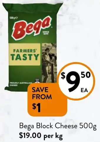 Foodworks Bega Block Cheese 500g offer