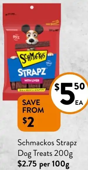 Foodworks Schmackos Strapz Dog Treats 200g offer