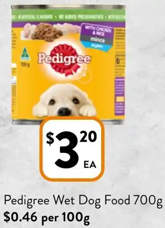 Foodworks Pedigree Wet Dog Food 700g offer